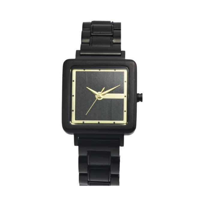 Square Women’s Metal Wood Watch